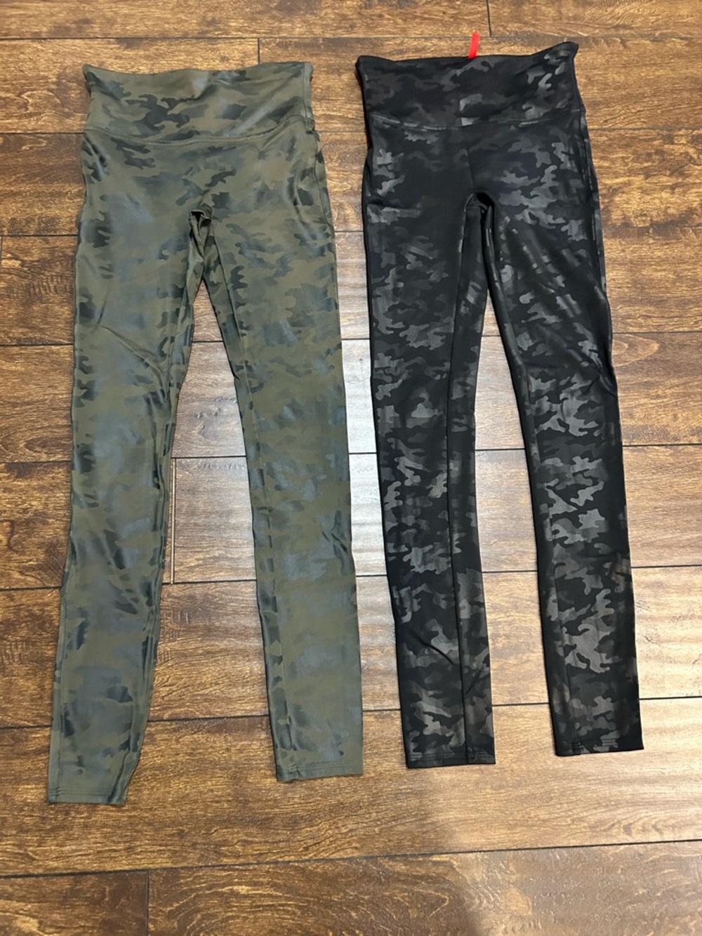 SPANX Camo High-Waist Leggings in Olive Green and Black